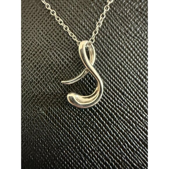 Sterling Silver Giani Bernini Abstract Alphabet  Letter S Pendant Necklace - Picture 3 of 8